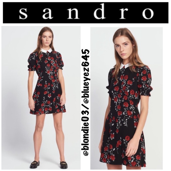 Sandro “Lulu” rose print dress 2/M - Picture 1 of 4